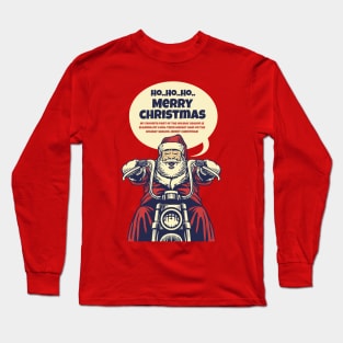 hand drawn santa claus riding motorcycle Long Sleeve T-Shirt